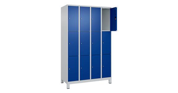 Schließfachschrank Classic PLUS, Füße, 12 Fächer, 1950x1200x500mm RAL 7035/5010