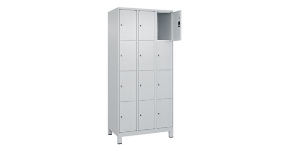 Schließfachschrank Classic PLUS, Füße, 12 Fächer, 1950x900x500mm RAL 7035/7035