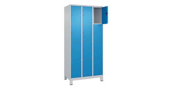 Schließfachschrank Classic PLUS, Füße, 12 Fächer, 1950x900x500mm RAL 7035/5012