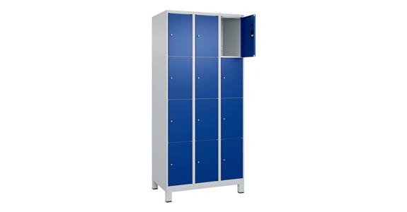 Schließfachschrank Classic PLUS, Füße, 12 Fächer, 1950x900x500mm RAL 7035/5010