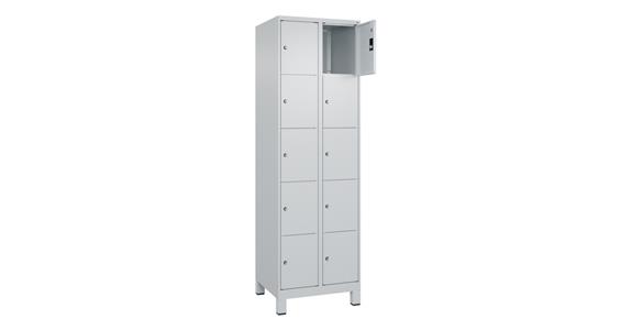 Schließfachschrank Classic PLUS, Füße, 10 Fächer, 1950x600x500mm RAL 7035/7035