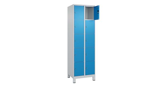 Schließfachschrank Classic PLUS, Füße, 10 Fächer, 1950x600x500mm RAL 7035/5012