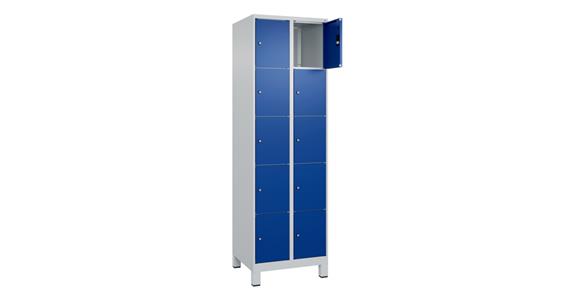 Schließfachschrank Classic PLUS, Füße, 10 Fächer, 1950x600x500mm RAL 7035/5010