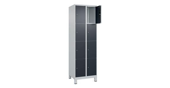 Schließfachschrank Classic PLUS, Füße, 8 Fächer, 1950x600x500mm RAL 7035/7016
