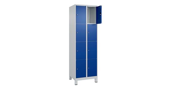 Schließfachschrank Classic PLUS, Füße, 8 Fächer, 1950x600x500mm RAL 7035/5010