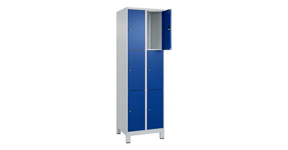Schließfachschrank Classic PLUS, Füße, 6 Fächer, 1950x600x500mm RAL 7035/5010
