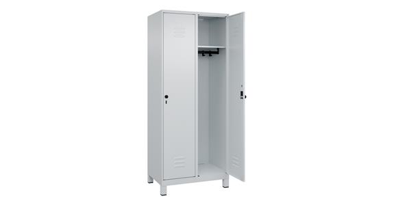 Spind Classic PLUS, Füße, 2 Abteile, 1950x800x500mm RAL 7035/7035
