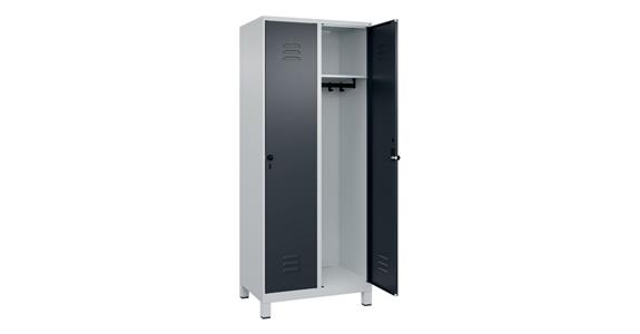 Spind Classic PLUS, Füße, 2 Abteile, 1950x800x500mm RAL 7035/7016
