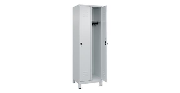 Spind Classic PLUS, Füße, 2 Abteile, 1950x600x500mm RAL 7035/7035