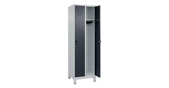 Spind Classic PLUS, Füße, 2 Abteile, 1950x600x500mm RAL 7035/7016