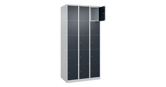 Schließfachschrank Classic PLUS, 15 Fächer, 1850x900x500mm RAL 7035/7016