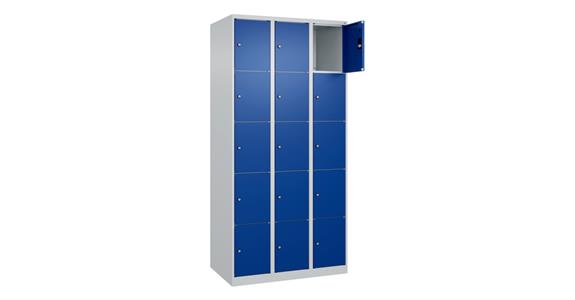 Schließfachschrank Classic PLUS, 15 Fächer, 1850x900x500mm RAL 7035/5010