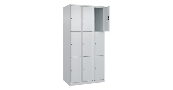 Schließfachschrank Classic PLUS, 9 Fächer, 1850x900x500mm RAL 7035/7035