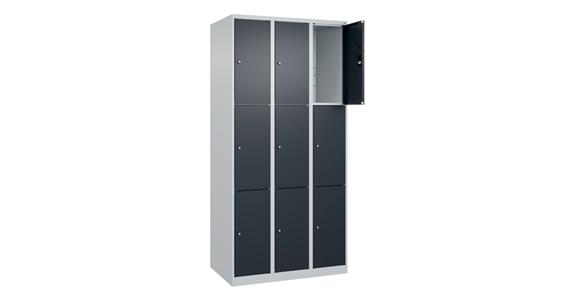 Schließfachschrank Classic PLUS, 9 Fächer, 1850x900x500mm RAL 7035/7016