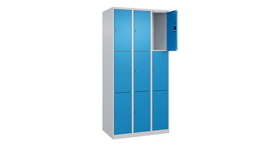 Schließfachschrank Classic PLUS, 9 Fächer, 1850x900x500mm RAL 7035/5012