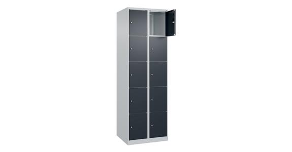 Schließfachschrank Classic PLUS, 10 Fächer, 1850x600x500mm RAL 7035/7016