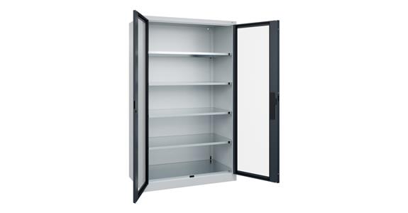 Flügeltür-Werkzeugschrank Acurado, Sichtfenstertüren, 1950x1200x600mm 7035/7016