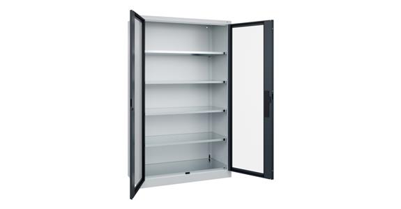 Flügeltür-Werkzeugschrank Acurado, Sichtfenstertüren, 1950x1200x500mm 7035/7016