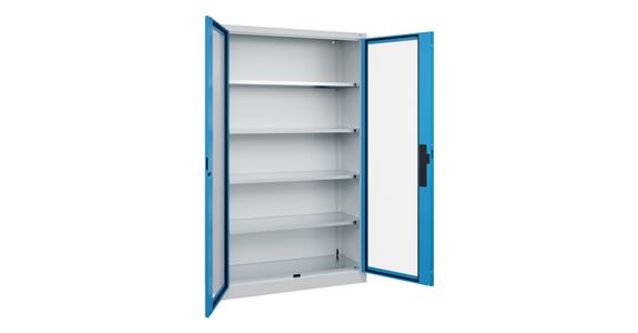 Flügeltür-Werkzeugschrank Acurado, Sichtfenstertüren, 1950x1200x400mm 7035/5012