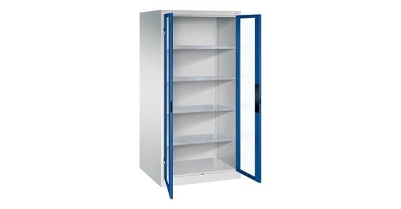 Storage cabinet w/ doors w/ view. wndw HxWxD 1950x930x800mm 4 shelves RAL 5010