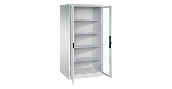 Storage cabinet w/ doors w/ view. wndw HxWxD 1950x930x800mm 4 shelves RAL 7035