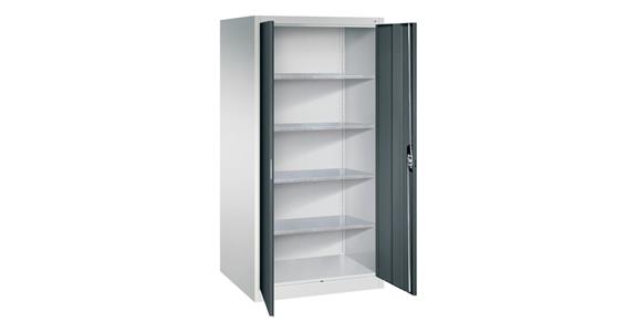 Hinged door tool cabinet HxWxD 1950x930x800 mm 4 shelves RAL 7035/7016