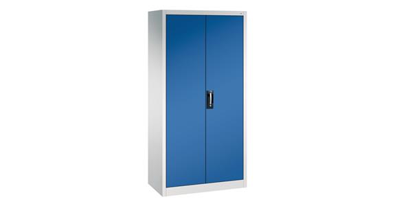 Hinged door tool cabinet with clothes rail RAL 7035/5010 1950x930x500 mm