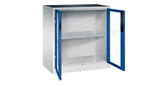 Storage cabinet w/ doors w/ view. wndw HxWxD 1000x930x500mm 1 shelf RAL 5010