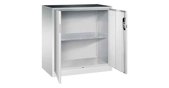 Hinged door tool cabinet HxWxD 1000x930x500 mm 1 shelf RAL 7035