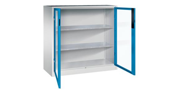 Storage cabinet w/ doors w/ view. wndw HxWxD 1200x1200x500mm 2 shelves RAL 5012
