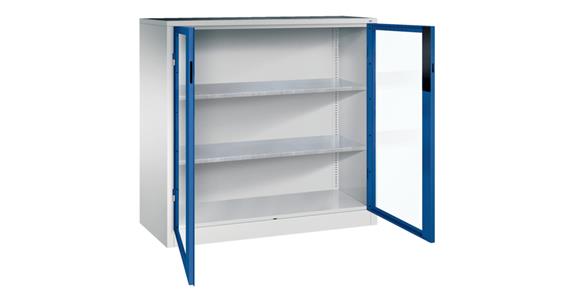 Storage cabinet w/ doors w/ view. wndw HxWxD 1200x1200x500mm 2 shelves RAL 5010