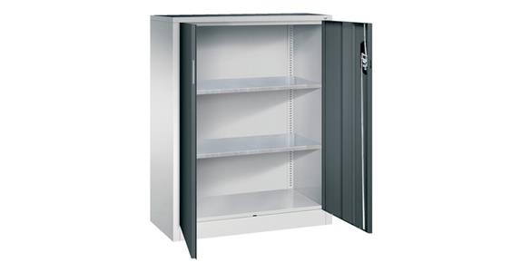 Hinged door tool cabinet HxWxD 1200x930x400 mm 2 shelves RAL 7035/7016