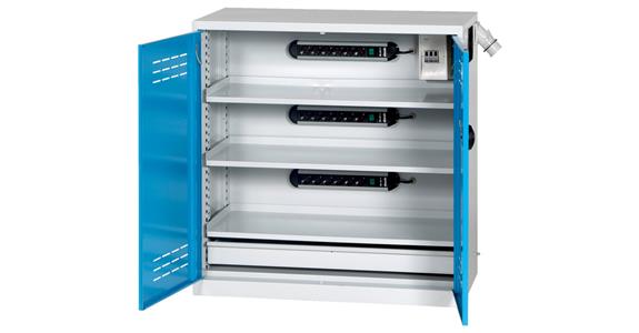 Battery cabinet 1030x500x500 mm, solid sheet metal doors, RAL 7035/5012