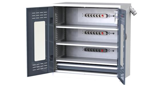 Battery cabinet 1030x1000x500 mm, doors with viewing window RAL 7035/7016