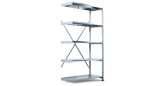 Add-on rack, zinc-plated, shelf height 1920mm width 1000mm depth 500mm 5 shelves
