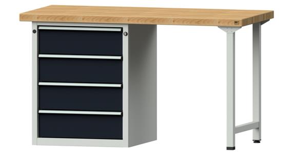 KOMBIWERKBANK Buche-Massivplatte 4 Schubladen 1500X700x850 MM RAL 7035/7016