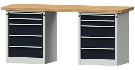Kastenwerkbank 2000x700x900mm 10 Schubladen Buche-Massivplatte 7035/7016