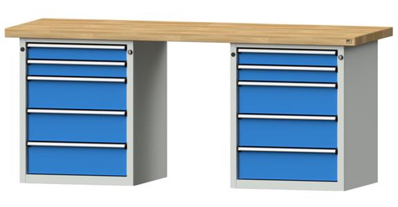 Kastenwerkbank 2000x700x850mm 10 Schubladen Buche-Massivplatte 7035/5012