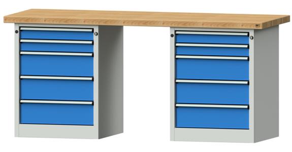 Kastenwerkbank 2000x700x900mm 10 Schubladen Buche-Massivplatte 7035/5012