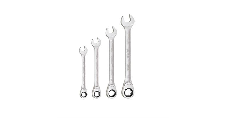 1001110418 Open-end wrench set with ring ratchet in pocket 4-piece 2303949