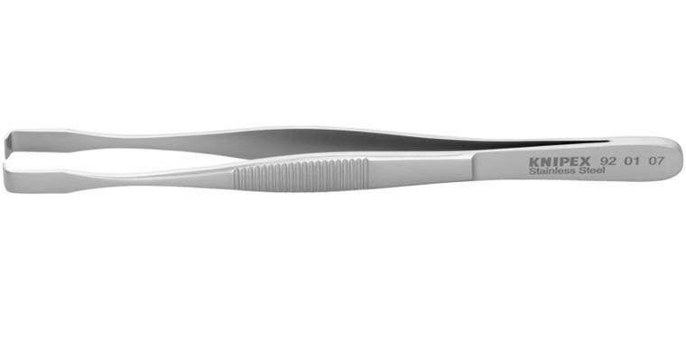 1001500905 Stainless steel positioning tweezers, serrated 143 mm Item number 92 01 07