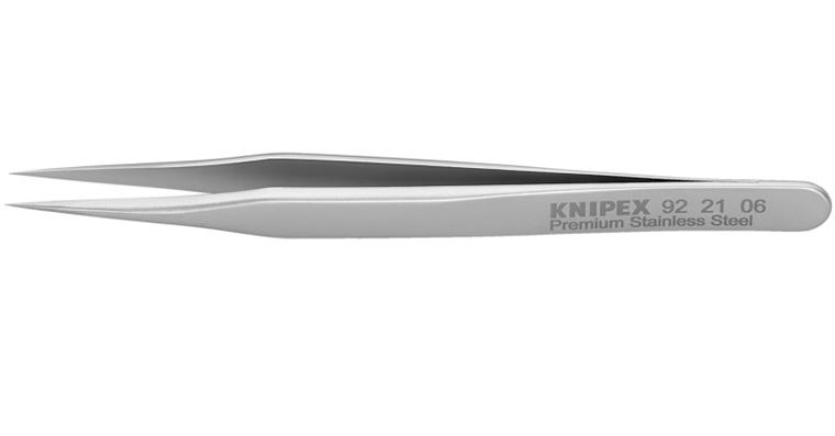 1001500925 Mini precision tweezers, stainless steel, smooth 80 mm Item number 92 21 06