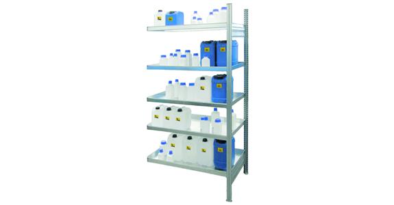Gefahrstoffregal 1010 x 635 x 2000 mm KG-GR 100 / 5 Wannenböden  - Anbaufeld