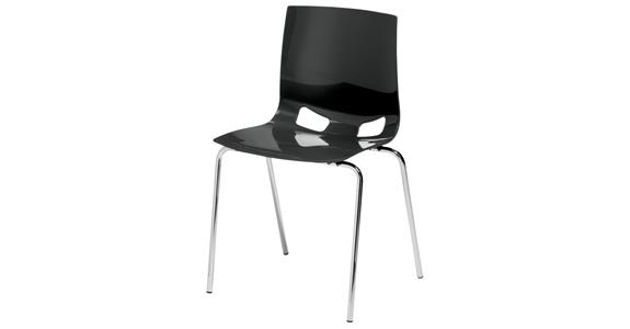 Schalenstuhl mit Sitzschale anthrazit, 4-Fuß Gestell verchromt, Sitzhöhe 460 mm