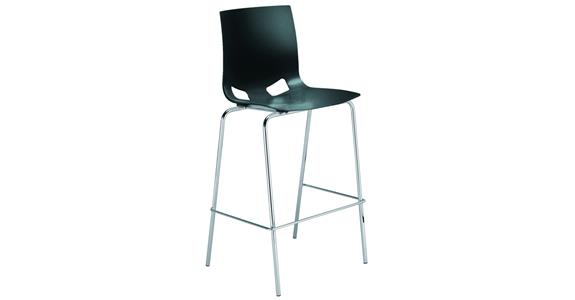 Barhocker mit Sitzschale in anthrazit, 4-Fuß Gestell verchromt, Sitzhöhe 735 mm