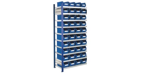 Storage rack 1000x400 H=2000 add-on bay 10 shelves 40 easy-view storage bins