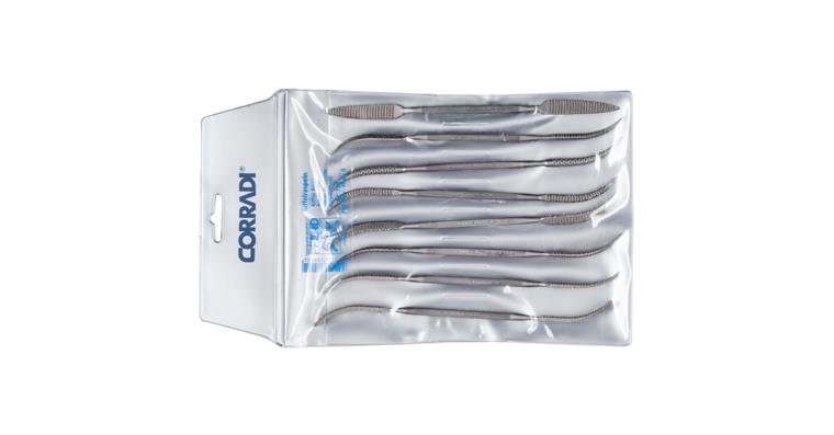 1001425996 precision fluted file set type 720 190mm Swiss cut 0 coarse 8-piece set