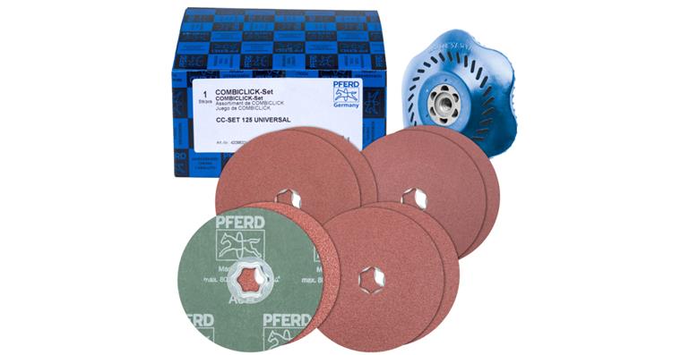 1001441738 COMBICLICK fiber disc set corundum diameter 125 A36,60,80,120 9-piece set