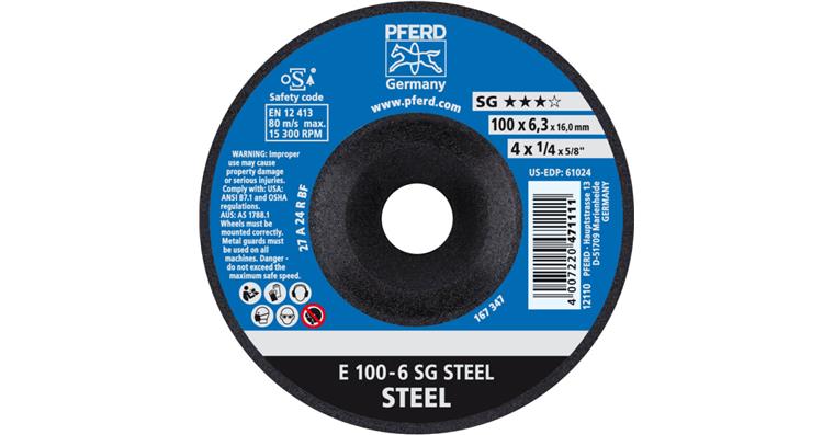 1001429148 grinding disc E 100x6.3x16 mm performance line SG STEEL for steel