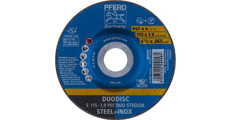 1044710100 DUODISC cut-off wheels E 115x1.9x22.23 mm universal line PSF DUO STEELOX